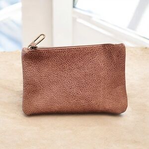 Handmade Minimalist Elegant Brown Leather Cosmetic Bag / Travel Pouch